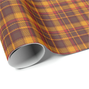 Papel De Regalo Diseño de Tartán Amarillo Mostaza y Óxido Acogedor