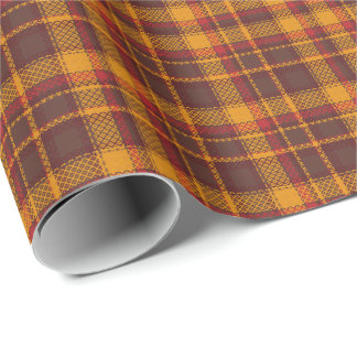 Papel De Regalo Diseño de Tartán Amarillo Mostaza y Óxido Acogedor