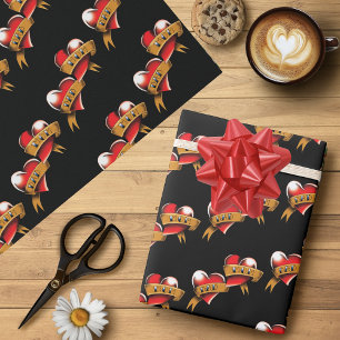 Papel De Regalo Diseño de tatuaje de pancarta tradicional de mamá