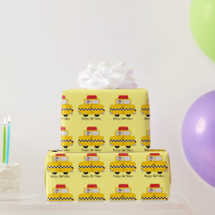 Papel De Regalo Diseño de Taxi Amarillo Cumpleaños Personalizado
