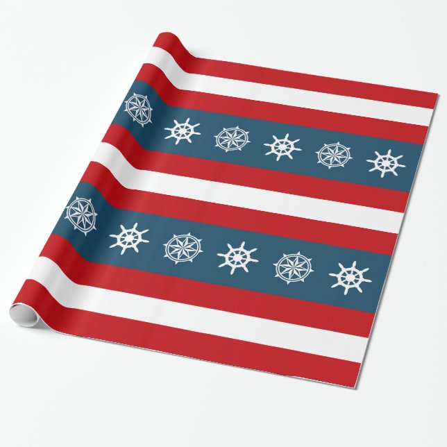 Papel De Regalo Diseño de temática náutica (Desenrollado)