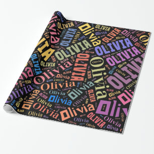 Papel De Regalo Diseño de texto de nombre Olivia - Cambiar fondo