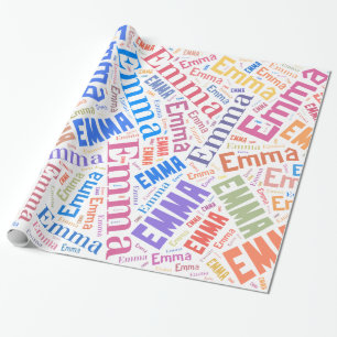 Papel De Regalo diseño de texto del nombre EMMA