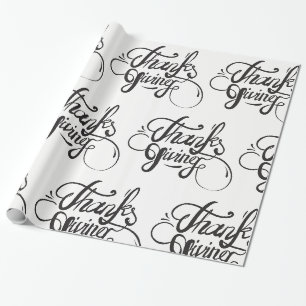 Papel De Regalo Diseño de texto negro - Acción de Gracias