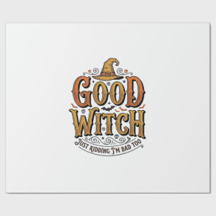 Papel De Regalo Diseño de tipografía de Halloween de bruja buena v
