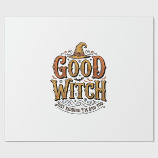 Papel De Regalo Diseño de tipografía de Halloween de bruja buena v