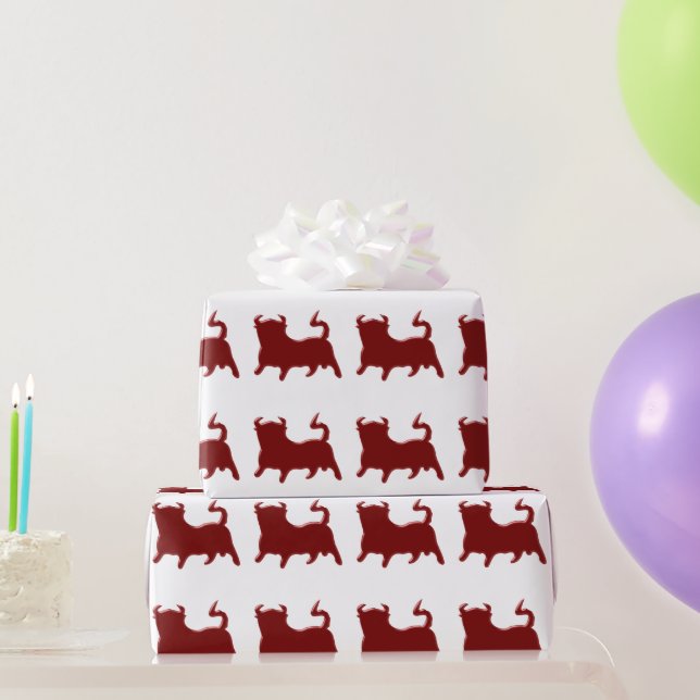 Papel De Regalo Diseño de Toro Rojo (Regalos de fiesta)