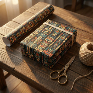 Papel De Regalo Diseño de tótem y plumas nativos estadounidenses