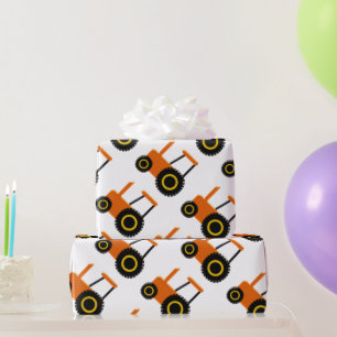 Papel De Regalo Diseño de Tractor Naranja