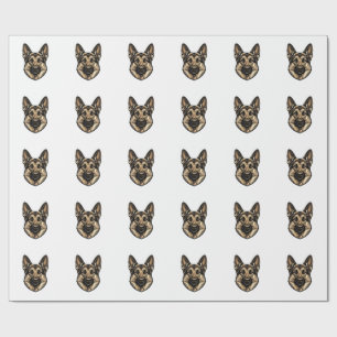 Papel De Regalo Diseño de vector de perro pastor grabado vintage_1