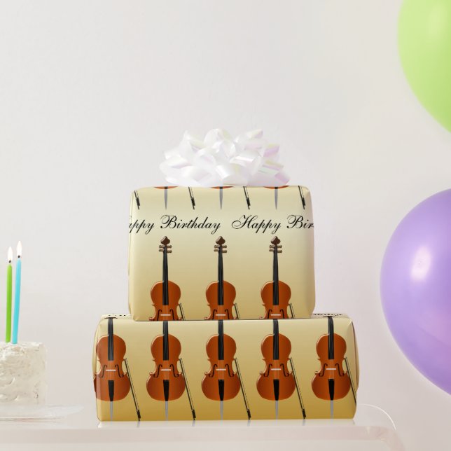 Papel De Regalo Diseño de violonchelo Cumpleaños (Regalos de fiesta)