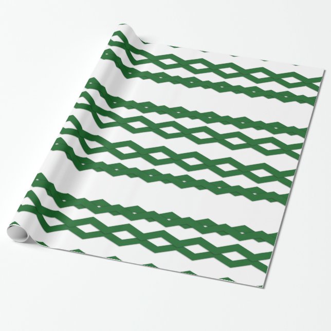 Papel De Regalo Diseño de zigzag verde y blanco (Desenrollado)