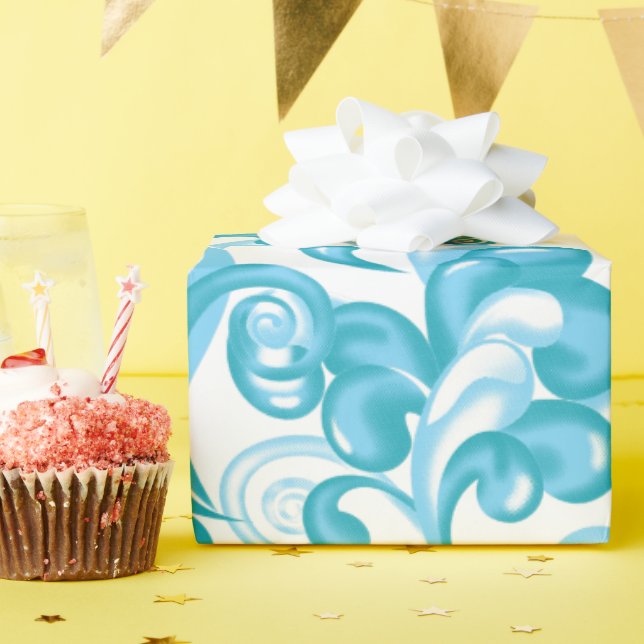 Papel De Regalo Diseño decorativo azul bola, turquesa medio (Fiesta de cumpleaños )