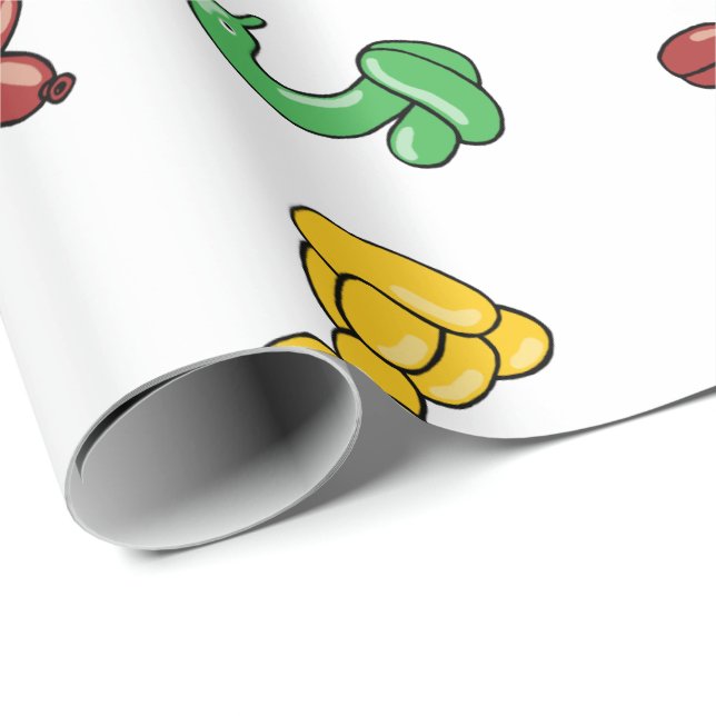 Papel De Regalo Diseño del fiesta de los animales del globo (Esquina del rollo)