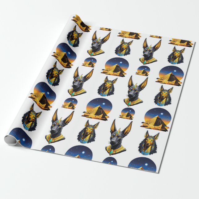 Papel De Regalo Diseño del patrón Anubis de la Pirámide de Egipto (Desenrollado)