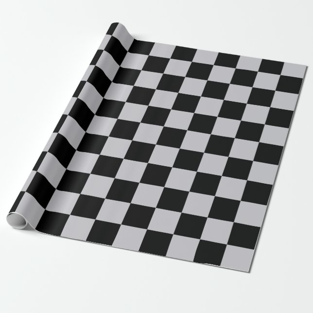 Papel De Regalo Diseño del patrón Ash Gray Gray Checker (Desenrollado)
