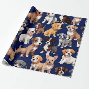 Papel De Regalo Diseño del patrón azul de la Marina de los Perros