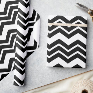 Papel De Regalo Diseño del patrón de Chevron de Zigzag blanco negr