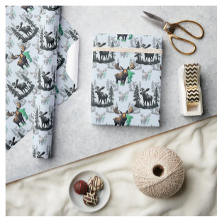 Papel De Regalo Diseño del patrón de ciervos Elk Moose Antlers