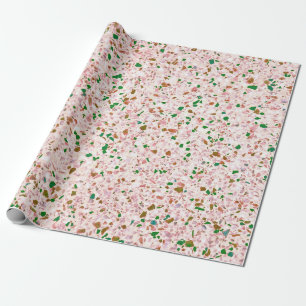 Papel De Regalo Diseño del patrón de cosecha verde retro Terrazz