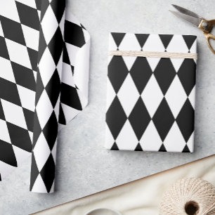 Papel De Regalo Diseño del patrón de diamantes de Harlequin blanco