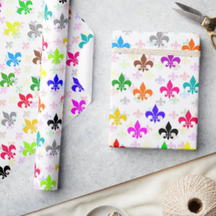 Papel De Regalo Diseño del patrón de flor de lis de color blanco