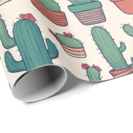 Papel De Regalo Diseño del patrón de Kawaii Cactus