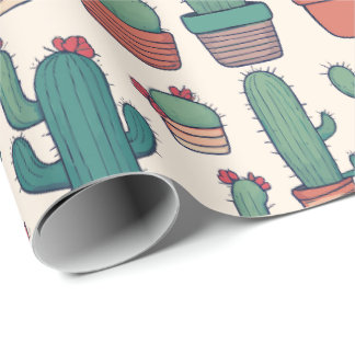 Papel De Regalo Diseño del patrón de Kawaii Cactus