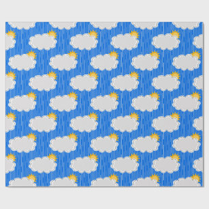 Papel De Regalo Diseño del patrón de las nubes de sol de lluvia Az