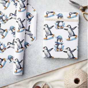 Papel De Regalo Diseño del patrón de pingüinos