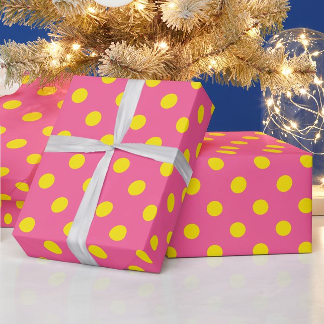 Papel De Regalo Diseño del patrón de puntos de polka amarillo sobr (Subido por el creador)