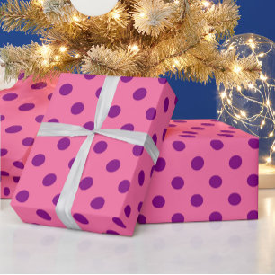 Papel De Regalo Diseño del patrón de puntos de polka rosado púrpur