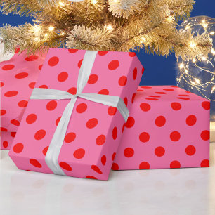 Papel De Regalo Diseño del patrón de puntos de polka rosados sobre