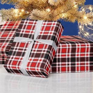 Papel De Regalo Diseño del patrón Tartán de Flannel Blanco Rojo