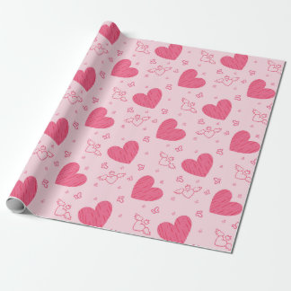 Papel De Regalo Diseño del tema del corazón El día de San Valentín