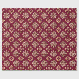 Papel De Regalo Diseño elegante con patrón rojo y dorado