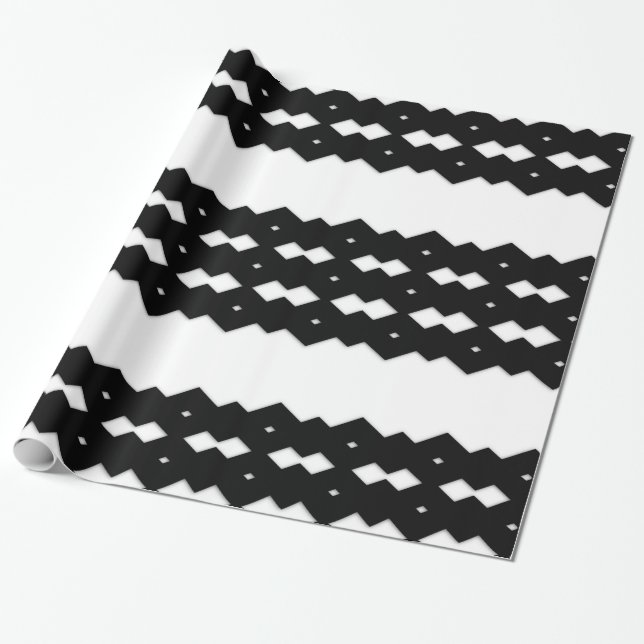 Papel De Regalo Diseño elegante Zig Zag en blanco y negro (Desenrollado)