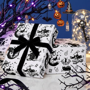 Papel De Regalo Diseño en negro y blanco de Alicia en el País de l