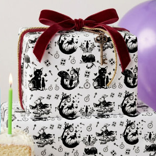 Papel De Regalo Diseño en negro y blanco de Alicia en el País de l