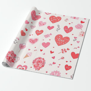 Papel De Regalo Diseño encantador del Día de San Valentín con cora