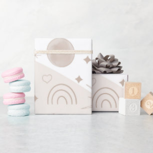 Papel De Regalo Diseño estético de Doodles espaciales neutrales de