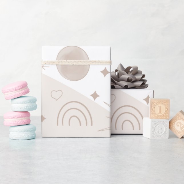 Papel De Regalo Diseño estético de Doodles espaciales neutrales de (Baby Shower)