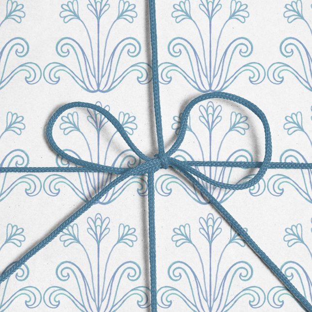 Papel De Regalo Diseño fino y delicado de flor azul bohemio (Subido por el creador)