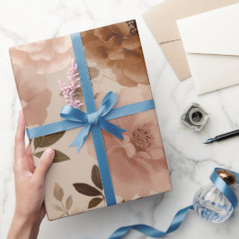 Papel De Regalo Diseño Floral Boho Dusty Rose Beige