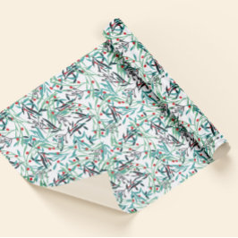 Papel De Regalo diseño floral con hojas y frutos de acebo