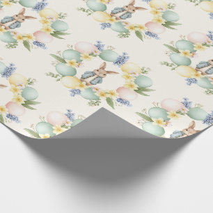 Papel De Regalo Diseño floral de huevo de Pascua de conejito