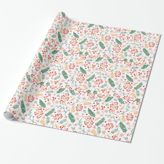 Papel De Regalo Diseño floral de Navidad (Desenrollado)