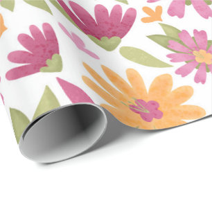 Papel De Regalo Diseño floral de verano retro