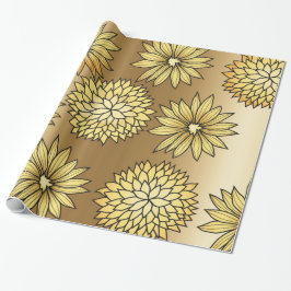 Papel De Regalo Diseño floral del oro metálico