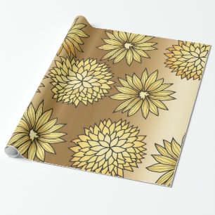 Papel De Regalo Diseño floral del oro metálico
